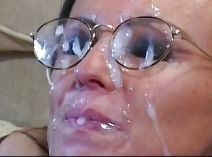 Michelle Banks likes sticky man juice on her face after group sex