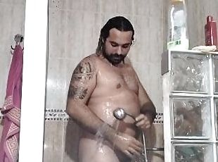kylpy, masturbaatio, amatööri, valtava-mulkku, gay, käsihomma, tukeva, eurooppalainen, euro, suihku
