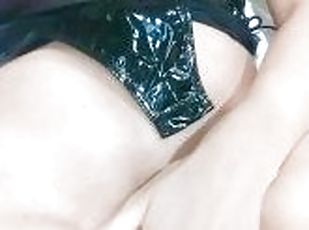 Latina babe in black lingerie masturbates her tight wet vagina. Fingering, vibrator & squirting