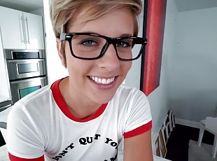 Mickey is a geeky chick with short hair ready for a huge boner