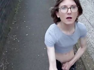 Naughty teen trans girl gets naughty in public alleyway