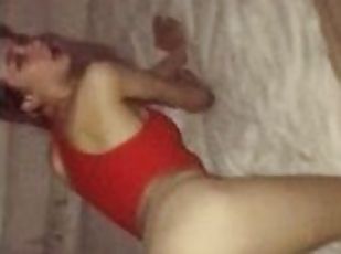 Bitch with big ass and juicy tits insatiably sucks dick and gets it in her tight wet pussy