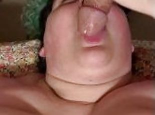 Huge Tits Bouncing While Swallowing Cock