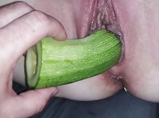 MILF pussy fisting with eggplant