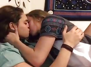 lésbicas, adolescente, beijando, incrível