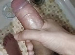 Almost caught jerking hairy dick in the shower
