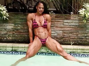 Female bodybuilder with impressive muscles