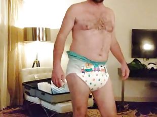 Massive butt plug in diaper for Daddy