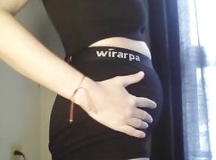 fet, bröstvårtor, gravid, bbw, knubbig, dansar, fetisch, underkläder-underwear