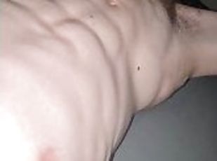 Slapping my huge twink cock against my abs and pre Cumming