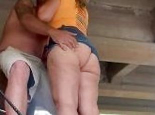 Got a little camera shy at Our fishing spot when someone pulled up???? then busted a load on her ass