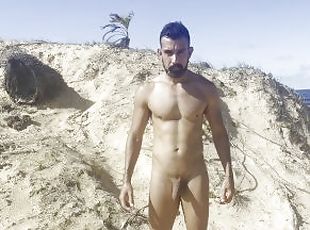 nudista, público, amador, gay, praia, fetiche, sozinho, musculado, pénis, flashar
