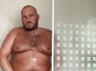 banhos, pai, peluda, grande, pénis-grande, gay, estrela-porno, bochechuda, excitante, chuveiro