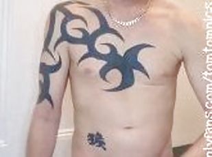 amatør, cumshot, stor-pikk, homofil, britisk, alene, tattoo, pikk
